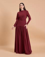 korse krep elbise bordo 2