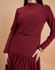 korse krep elbise bordo 4