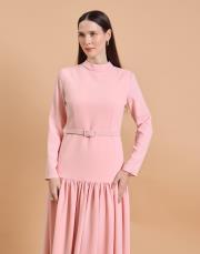 korse krep elbise pudra