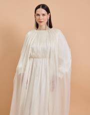 taşlı pelerin abiye ekru