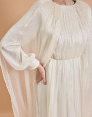 taşlı pelerin abiye ekru 4