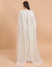 taşlı pelerin abiye ekru 5