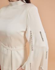 kolu taşlı pelerin abiye ekru 2