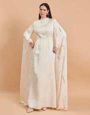 kolu taşlı pelerin abiye ekru 3