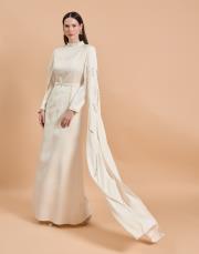 kolu taşlı pelerin abiye ekru 5