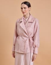 jakar kruvaze ceket pudra