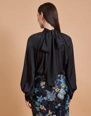 fularlı balonkol gömlek siyah 3