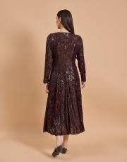 parçalı payet elbise kahverengi 5