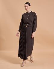 pilise krep elbise kahverengi 2