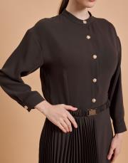 pilise krep elbise kahverengi 4