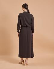 pilise krep elbise kahverengi 5