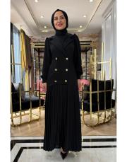 pilise ceket elbise siyah 2