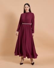 şifon pelerin abiye bordo 2