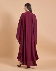 şifon pelerin abiye bordo 6