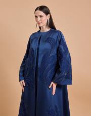 abraham işlemeli abaya gece mavi