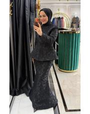 3 boyutlu balık ceket takım siyah