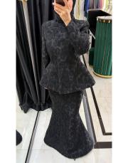 3 boyutlu balık ceket takım siyah 3