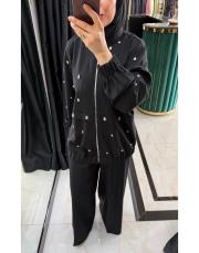 taşlı eşofman takım siyah 3