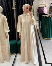 çiçekli ferace bej