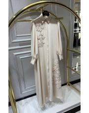 çiçekli ferace bej 3