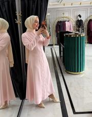 dalga desen elbise pudra 2