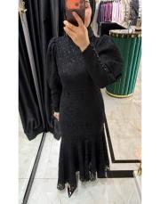 dantel asimetrik elbise siyah 3