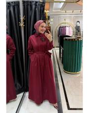 keten elbise bordo