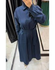 keten elbise lacivert 2