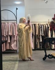 otriş detaylı yarasa kol elbise bej 3