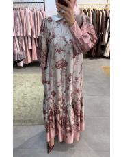 desenli ipek saten elbise pembe 2
